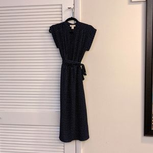 Navy Calf-Length Dress